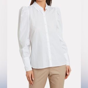 TROVATA BIRDS OF PARADISE - Puff Sleeve Poplin Shirt - White